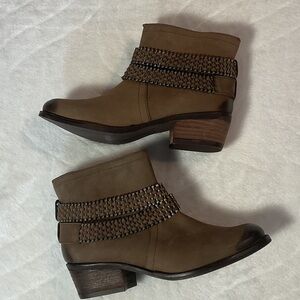 Brown Ankle Boots with Chain Detail NWOT